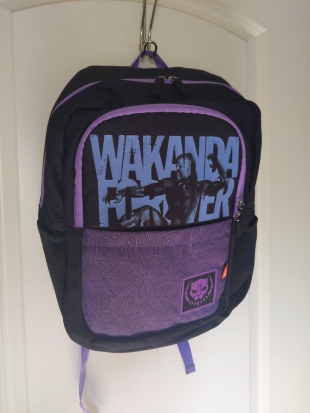 Disney Marvel Black Panther "Wakanda Forever" Black Purple Youth School Backpack